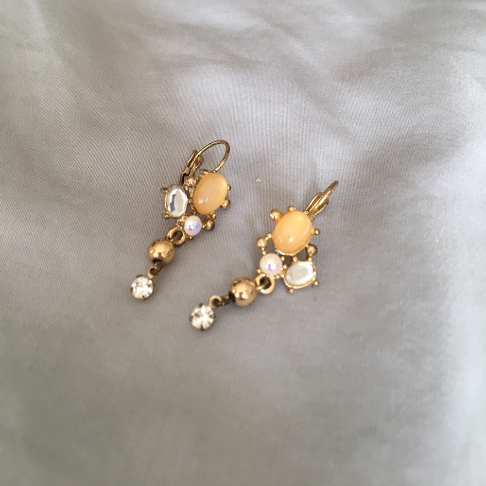 Gold-Tone Crystal Drop Earrings | Vintage Inspired | 1” Dangle